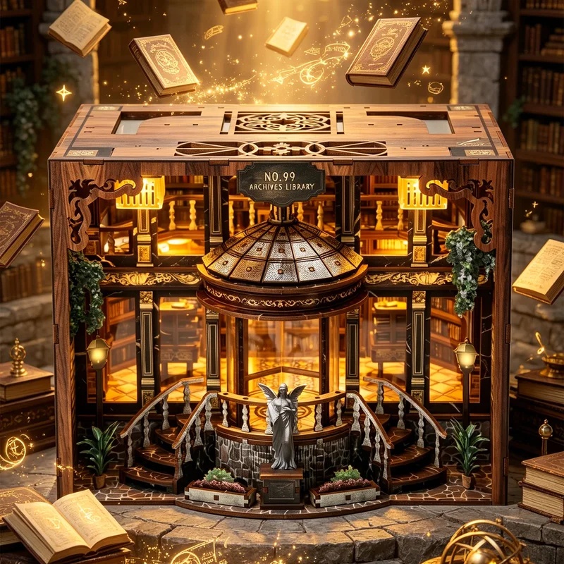 Zestaw modelu 3D z podświetlen – Diy Wooden Book Nook Kit Shelf Insert recenzja i cena