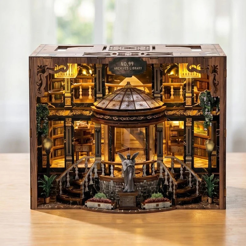 Zestaw modelu 3D z podświetlen – Diy Wooden Book Nook Kit Shelf Insert recenzja i cena